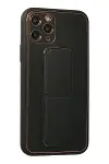Apple iPhone 11 Pro Kılıf Coco Deri Standlı Kapak - Siyah-2