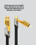Yüksek Hızlı 65W Güç Çıkışlı Çoklu Cihaz Uyumlu Şarj Kablosu-3