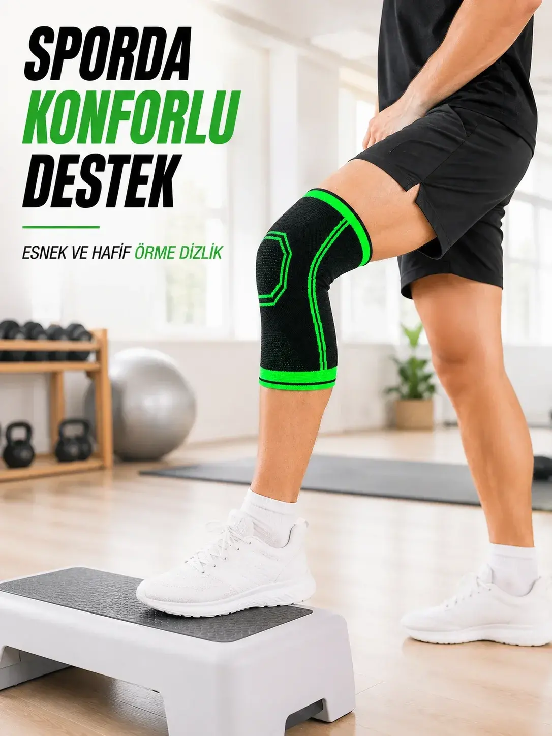 Diz Destekleyici Örme Dizlik Esnek Nefes Alabilen Spor Fitness Yürüyüş Dizliği