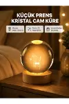 8 cm Küçük Prens Cam Küre USB Işıklı Ahşap Tabanlı Dekor-1