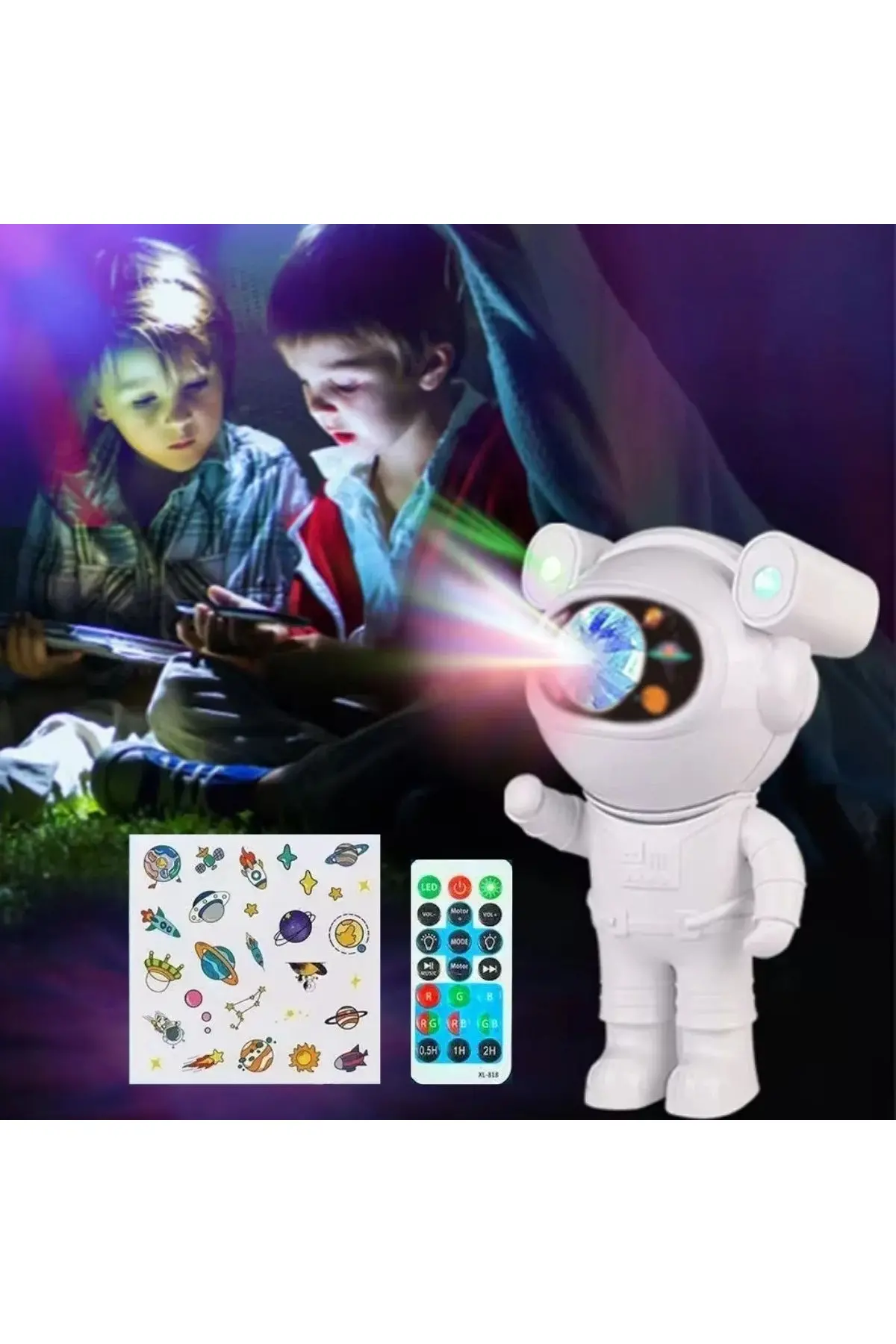 Stickerlı,Kumandalı ASTRONOT Model Gece Lambası