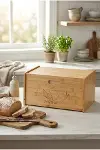 Doğal Bambu Kapaklı Ekmek Kutusu & Doğal Bambu Ekmek Dolabı (23x38x20 cm)-1
