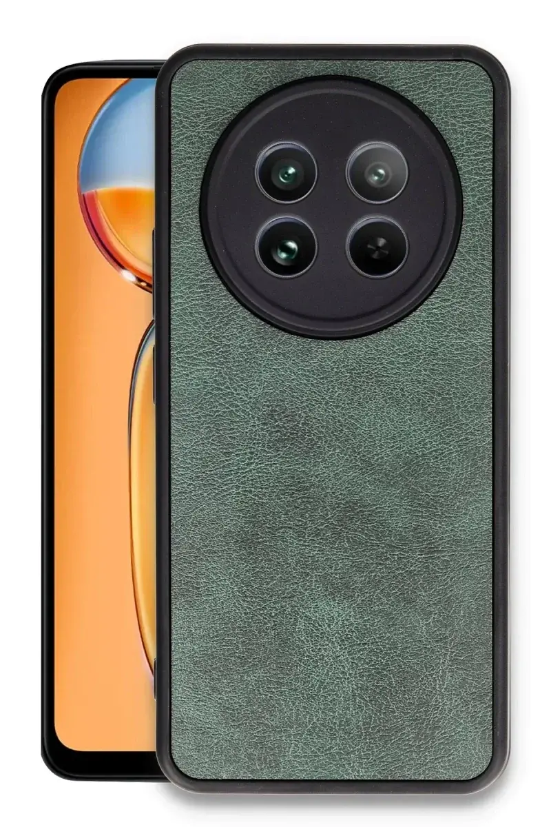 Realme 12 5G Kılıf Aras Deri Kapak - Koyu Yeşil