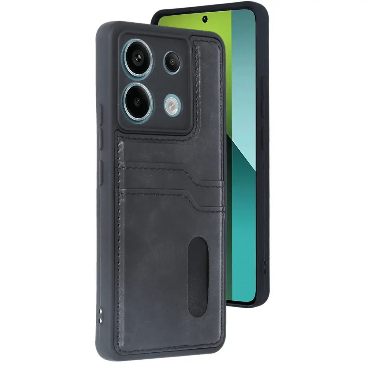 Xiao Red Note 13 Pro 4g Kılıf Sara Kartvizitli Deri Kılıf - Siyah