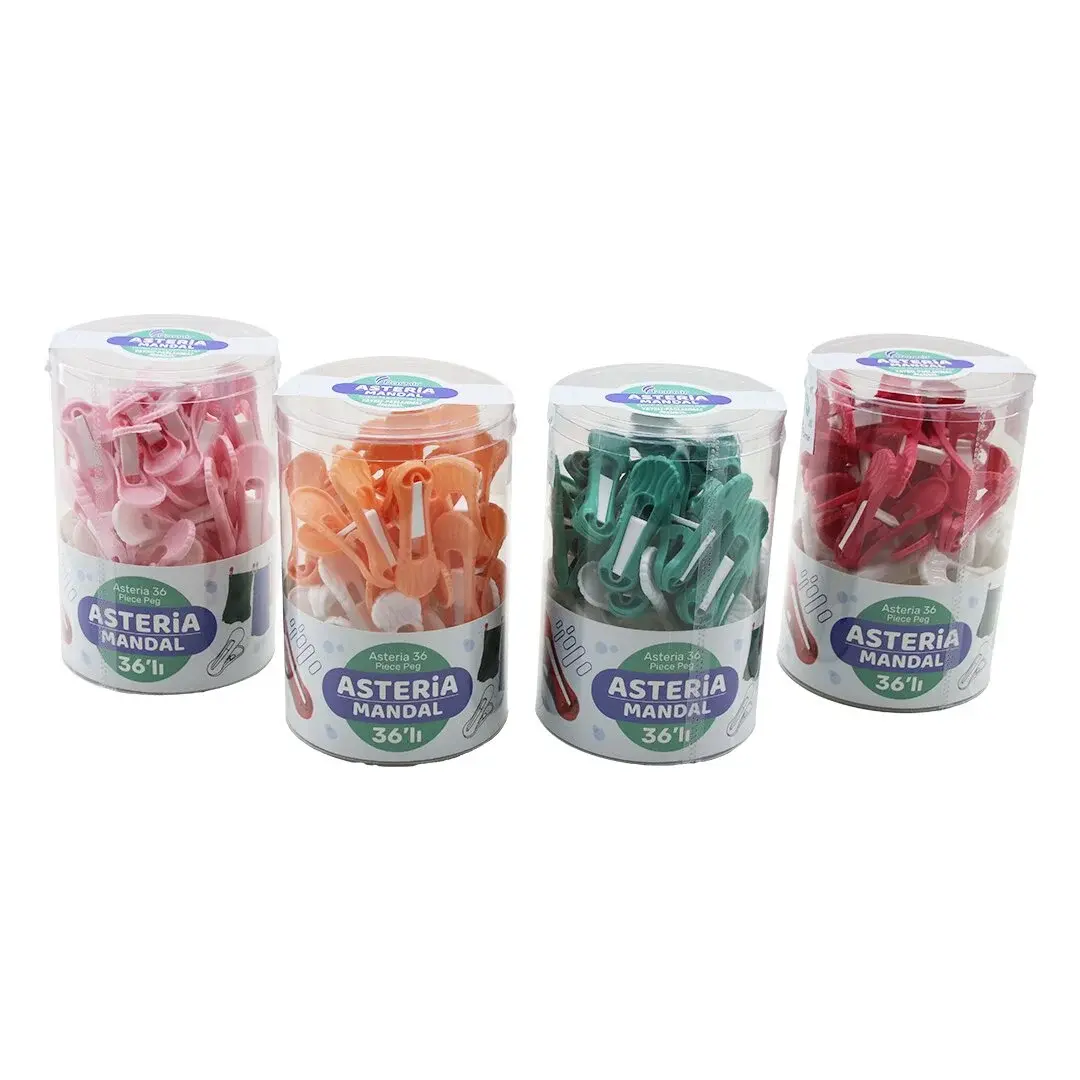 36PCS Yaysız Plastik Renkli Mandal Kutulu