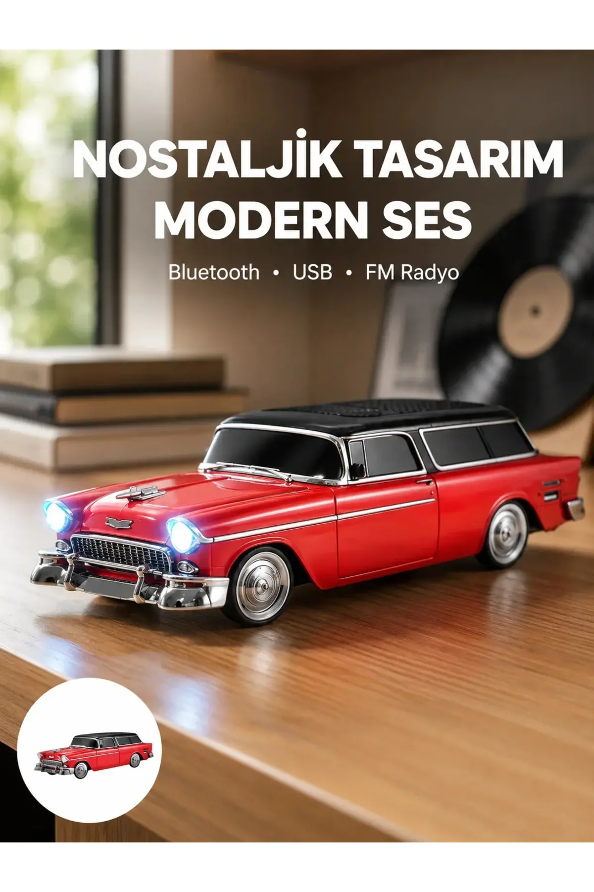 Taşınabilir Klasik Araç Tasarımlı Kablosuz Hoparlör