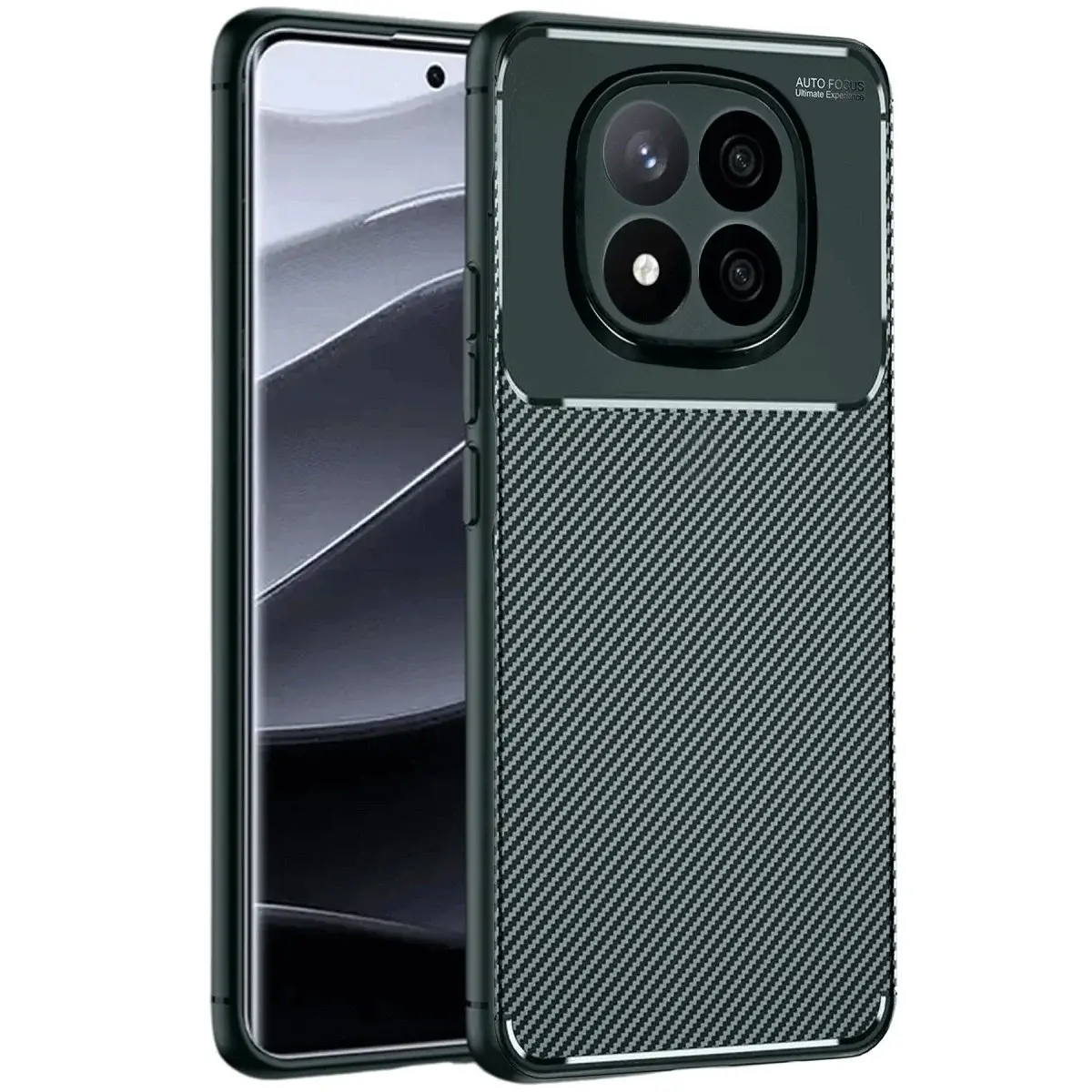 Xiao Red Note 14 Pro 5g Kılıf Auto Focus Karbon Kapak - Koyu Yeşil