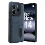 Xiao Red Note 14 4g Kılıf Sara Kartvizitli Deri Kılıf - Lacivert-1