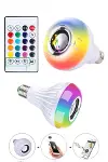 Kumandalı RGB Led Işık Bluetooth Hoparlör Ses Lambası Renkli Ampul-4