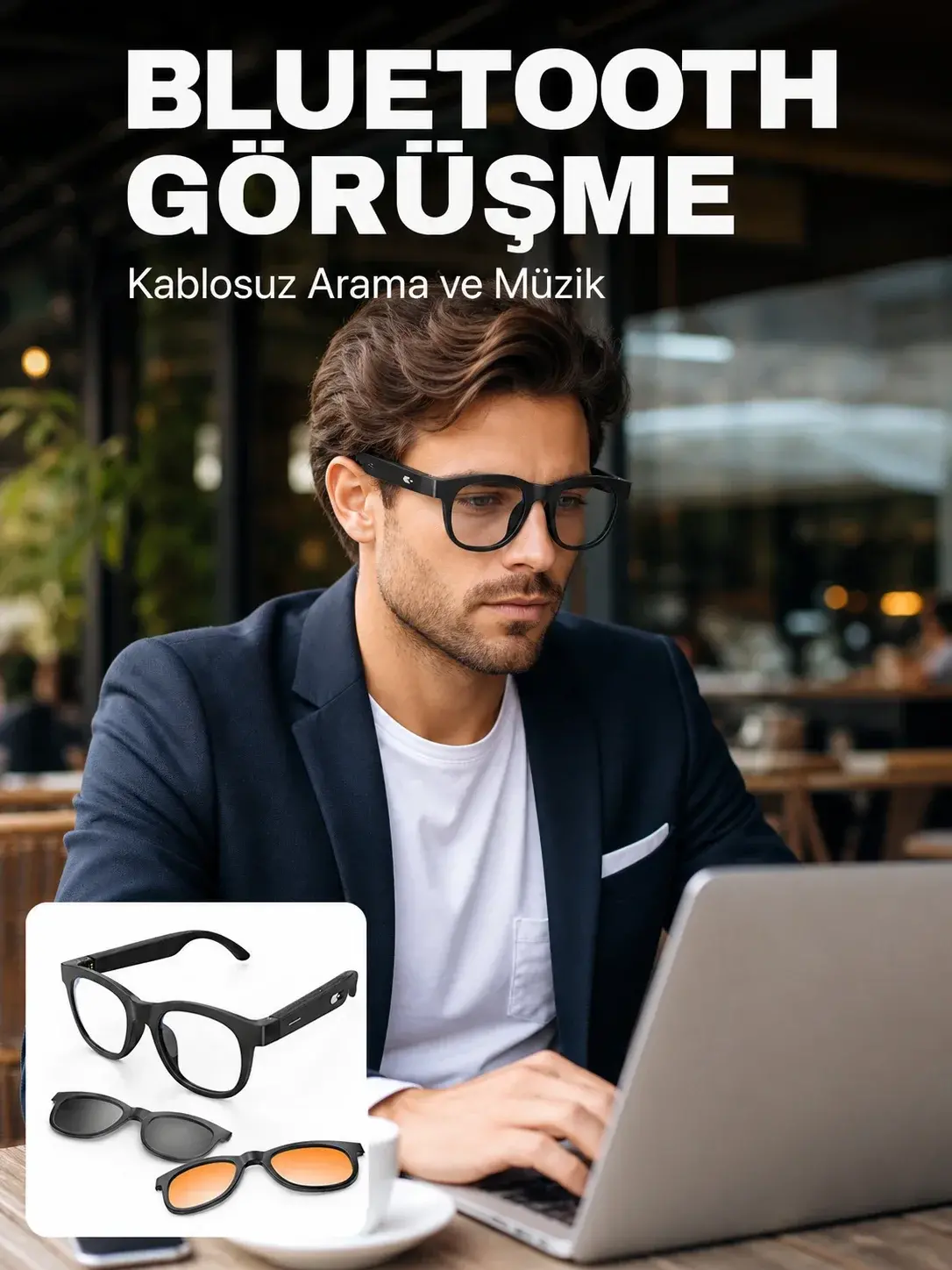 Yapay Zekâ Destekli Akıllı Bluetooth Gözlük Dokunmatik Kontrol Manyetik Lens ve Kablosuz Görüşme Öze