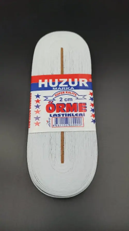 Beyaz - 2CM Paça Lastik Yassı Geniş 10MT