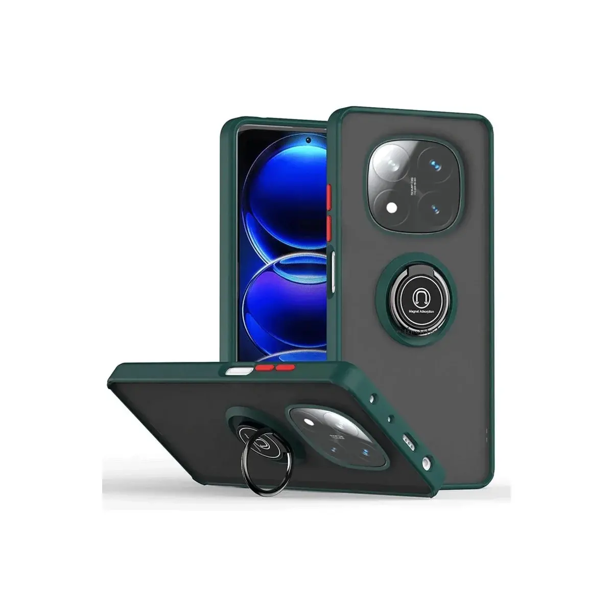 Xiao Red Note 14 Pro 4g Kılıf Montreal Yüzüklü Silikon Kapak - Yeşil