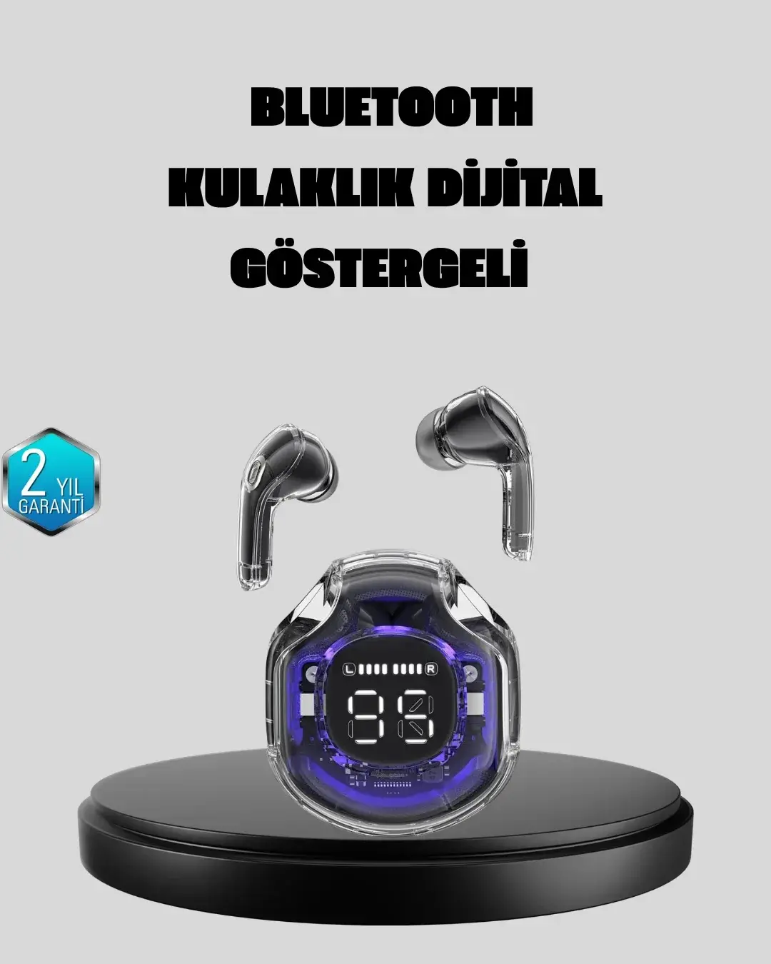 ENC krofonlu Kablosuz Kulaklık Dokunmatik Kontrol ve LED Ekran Şarj Kutulu