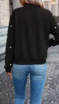 Kadın Uzun Kollu önden Fermuarlı Incili Kısa Modal Ceket-3