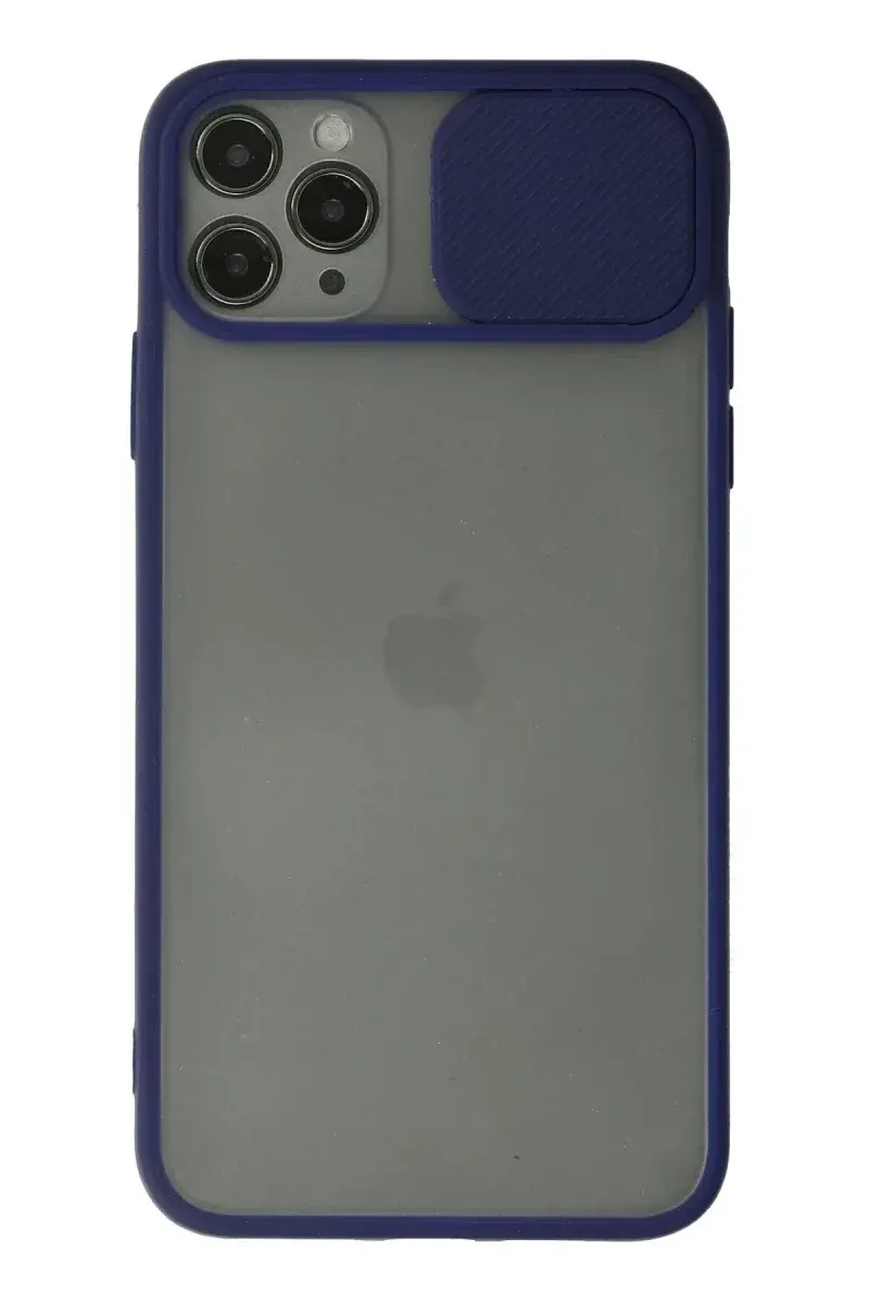 Apple iPhone 11 Pro Max Kılıf Palm Buzlu Kamera Sürgülü Silikon - Lacivert
