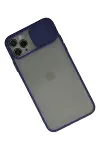 Apple iPhone 11 Pro Max Kılıf Palm Buzlu Kamera Sürgülü Silikon - Lacivert-2