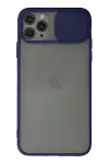 Apple iPhone 11 Pro Max Kılıf Palm Buzlu Kamera Sürgülü Silikon - Lacivert-1