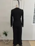 Kadın Uzun Kollu Kruvaze Yakalı Yan Tarafı Taşlı Ithal Krep Bluz Ve Pantolon Ikili Takım-5
