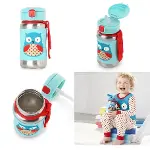 Skip Hop Zoo Pipetli Paslanmaz Çelik Suluk 350 ml Baykuş-4
