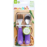 Munchkin Sıçrama Engelleyici Çocuk Çatal & Kaşık Seti 12 Ay+ Mor-3