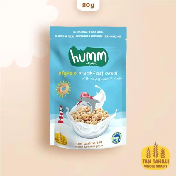 Humm Organik Tam Tahıllı ve Ballı Kahvaltılık Gevrek 80gr DLST