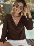 Kadın Uzun Kollu Degaje Yakalı Sandy Bluz-4