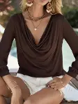 Kadın Uzun Kollu Degaje Yakalı Sandy Bluz-1