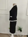 Kadın Ip Askılı Midi Ithal Krep Elbise Ve Düğmesiz Onu Açık Ithal Krep Ceket Ikili Takım-5