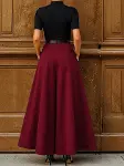 Kadın Yüksek Bel Kemerli Double Kumaş Palazzo Pantolon-3