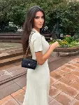 Kadın Kısa Kollu Yakalı önden Düğmeli Maxi Triko Elbise-2