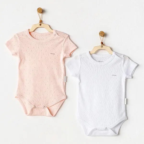 Andywawa AC25554 Sleeve Jacquard 2'Li Basic Body Pink White