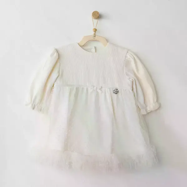 Andywawa AC26257 Baby Bow Bliss Elbise Ekru