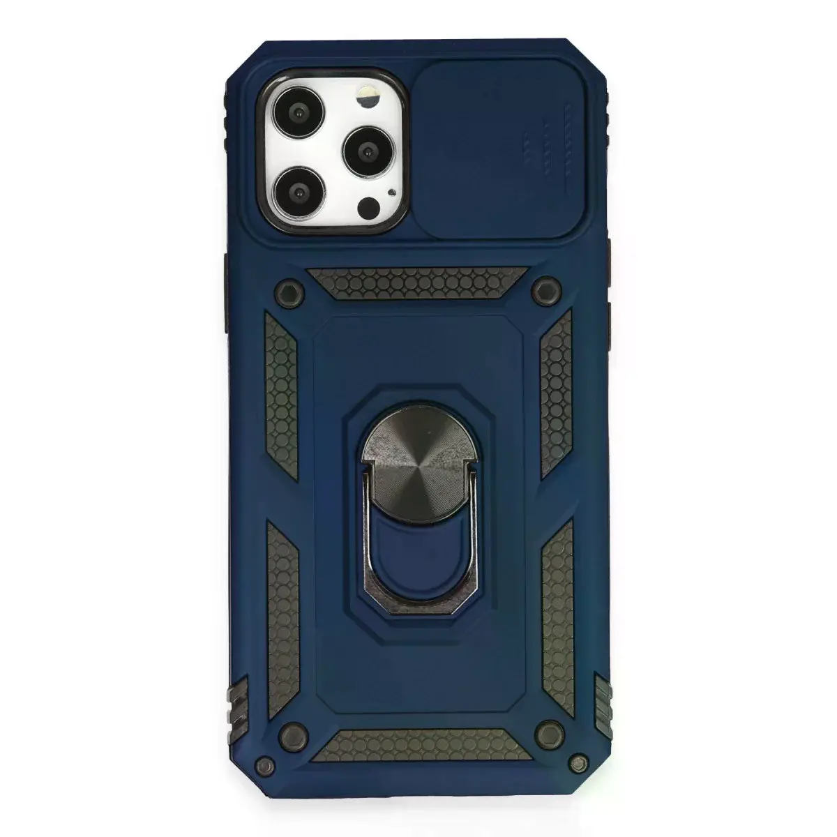 İphone 12 Pro Max Kılıf Pars Lens Yüzüklü Silikon - Lacivert