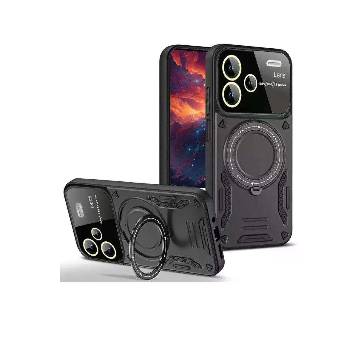 Xiaomi Redmi Note 13 Pro Plus Joy Lens Standlı Kapak - Siyah