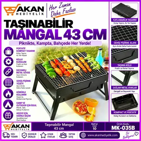 Katlanabilir Portaif Mangal 43 Cm