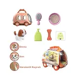 JND-6802 Taşıma Araba Çantalı Hareketli Pilli Köpek Set -Vardem Oyuncak-6