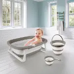 7273 KATLANABİLİR ÜÇLÜ BEBEK BANYO SETİ STONE GRİ-1