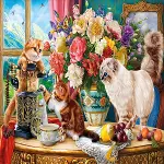 20794 PUZZLE 1000 FAMİLY CATS NEAR THE WİNDOW-2