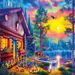 20818 PUZZLE 1000 Evening Sunset Cabin-2