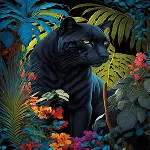 20071 PUZZLE 500 Black Panther With a Tropical-2