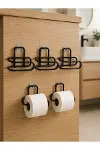Delmeden Monte Tuvalet Kağıdı Askısı Siyah Metal Yapışkanlı Banyo Kağıtlığı 5’li Set-3