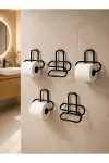 Delmeden Monte Tuvalet Kağıdı Askısı Siyah Metal Yapışkanlı Banyo Kağıtlığı 5’li Set-4