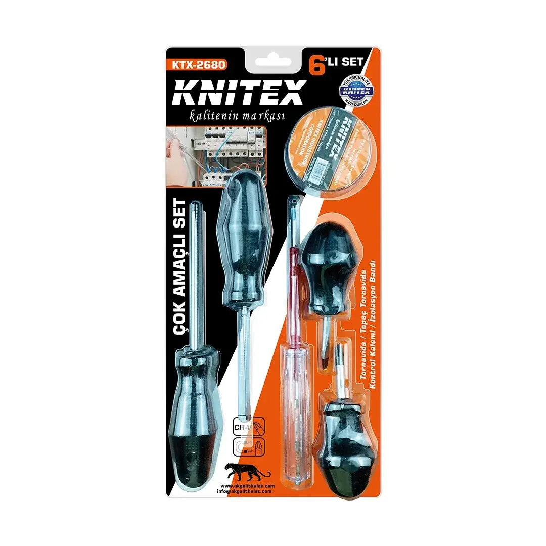 6PCS Tornavida - Çok Amaçlı Set Tornavida - Topaç Tornavida - Kontrol Kalem - Elektrik Bant