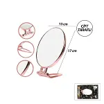 Oval - Bakır 6.5 INC=16.5X13CM Makyaj Aynası Çift Taraflı Katlanır Ayaklı-1