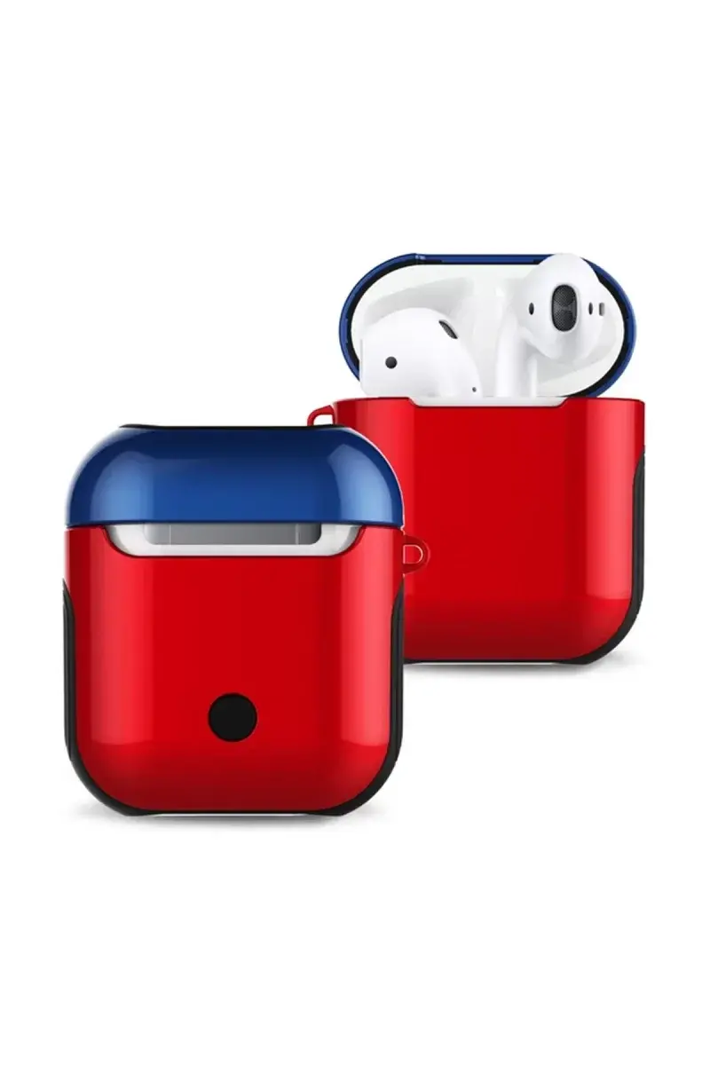 Apple Airpods 2 (2.nesil) 3in1 Kılıf - Kırmızı-Lacivert