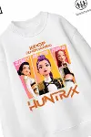 Trend Çocuk Kız Model Tam Kalıp Oversize HUn Tasarım 2 İplik Pamuğa Pamuk Kumaş Sweatshirt 448-2