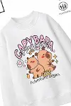 Trend Çocuk Kız Model Tam Kalıp Oversize Capy Bar Tasarım 2 İplik Pamuğa Pamuk Kumaş Sweatshirt 53-2