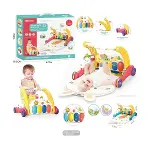 BIB6016- Vardem Piyanolu Bebek Yürüteci ve Tavşan Desenli Kırmızı Oyun Halısı  2 in 1-2