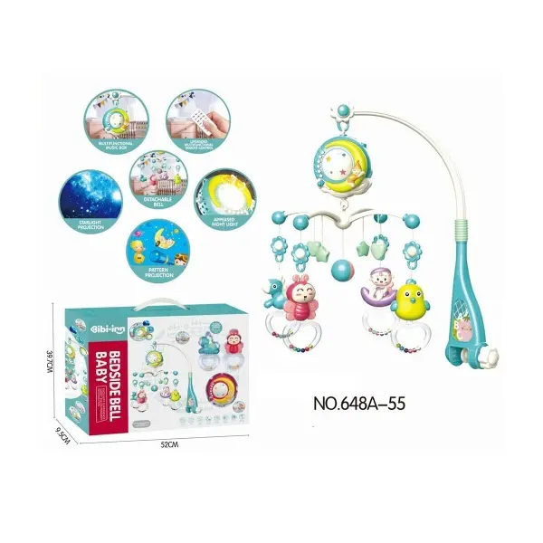 BIB-648A-55 -Vardem Işıklı Müzikli Kumandalı Mavi Bebek Dönencesi
