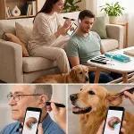 Siyah Kablosuz HD Görüntülü Kulak Temizleme Kamerası, LED Işıklı Type-C Şarjlı iOS ve Android Uyumlu Kulak Temizleme Seti (4745)-2